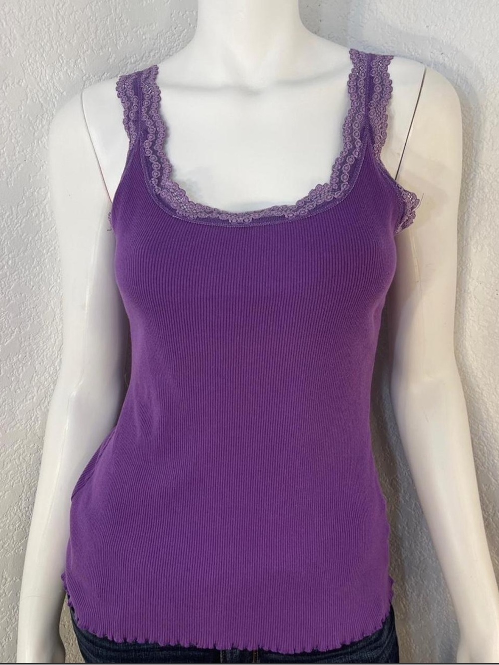Y2K Coquette Apt 9 Purple Lace‎ Trim tank top Size Small